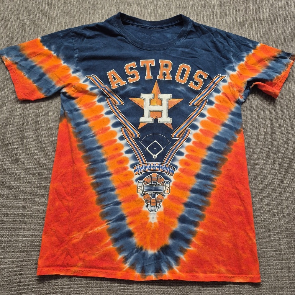 Liquid‎ Blue Houston Astros Graphic T-shirt LG Blue Orange Tie Dye MLB Baseball